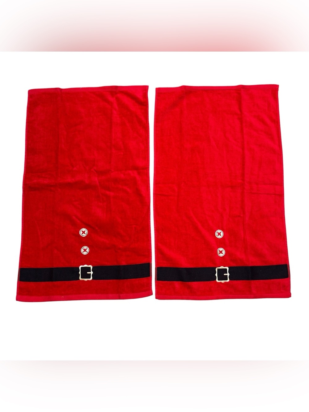 Lot of Two Casaba Brand Red Santa‎ Themed Tea Towels